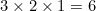 3\times 2\times 1=6