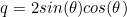 \begin{equation*}q=2sin(\theta)cos(\theta)\end{equation}
