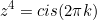 \begin{equation*}z^4=cis(2\pi k)\end{equation}