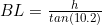 BL=\frac{h}{tan(10.2)}